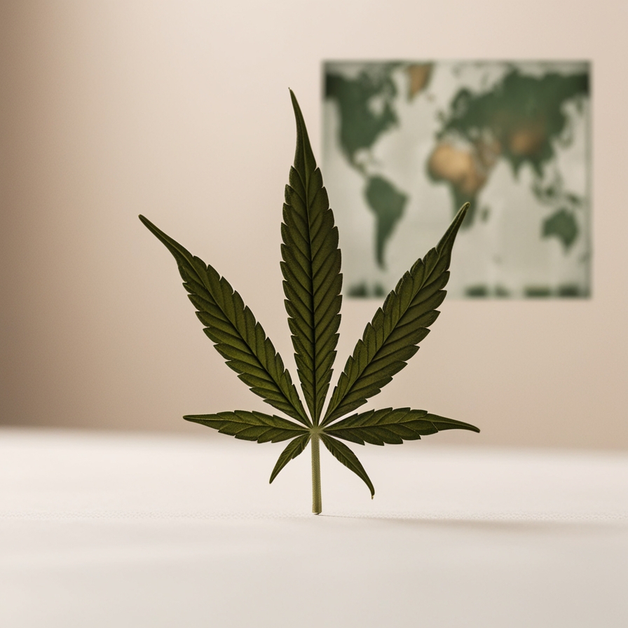 terra cannabis a leaf on a table