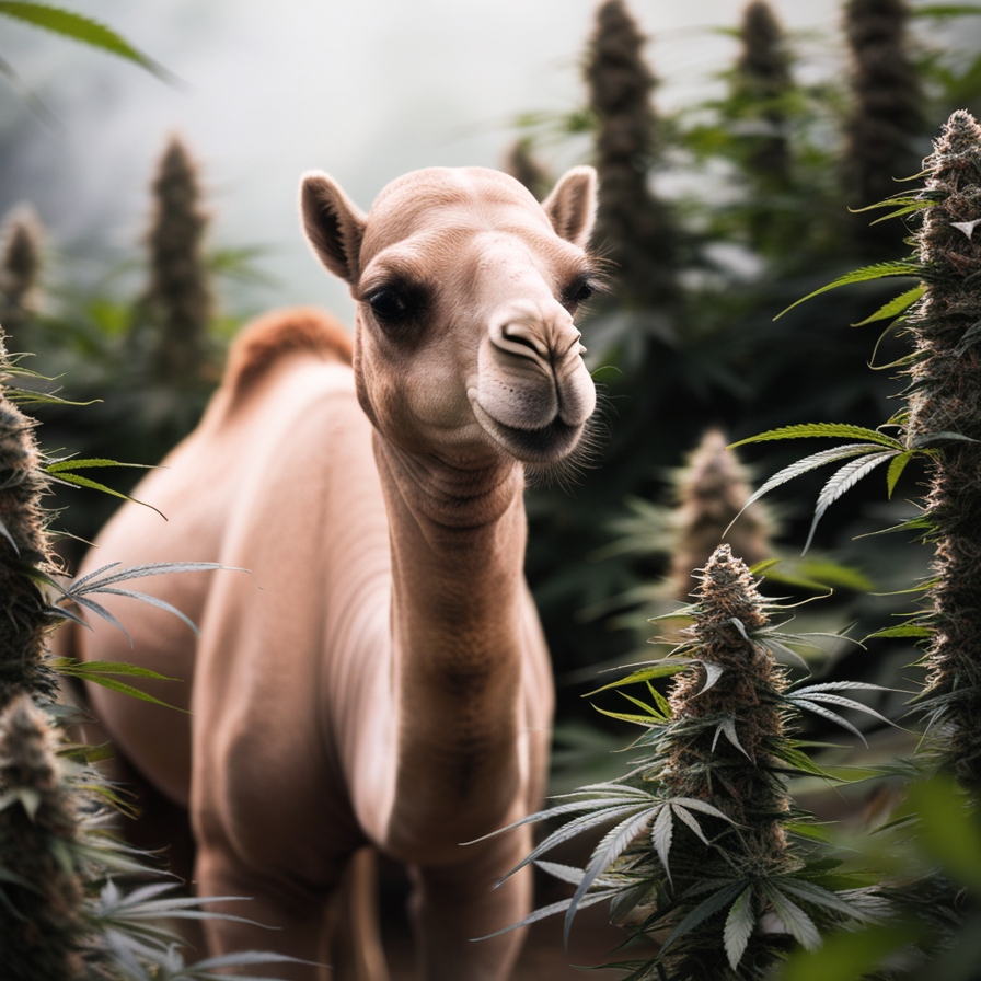 Herb Approach a camel standing in a forest