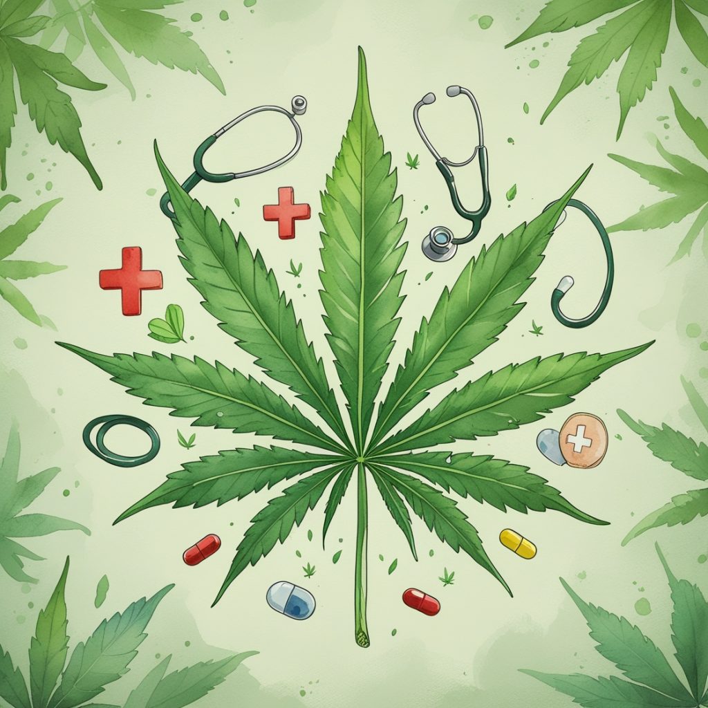Moon Haus a green leaf with medical supplies around it