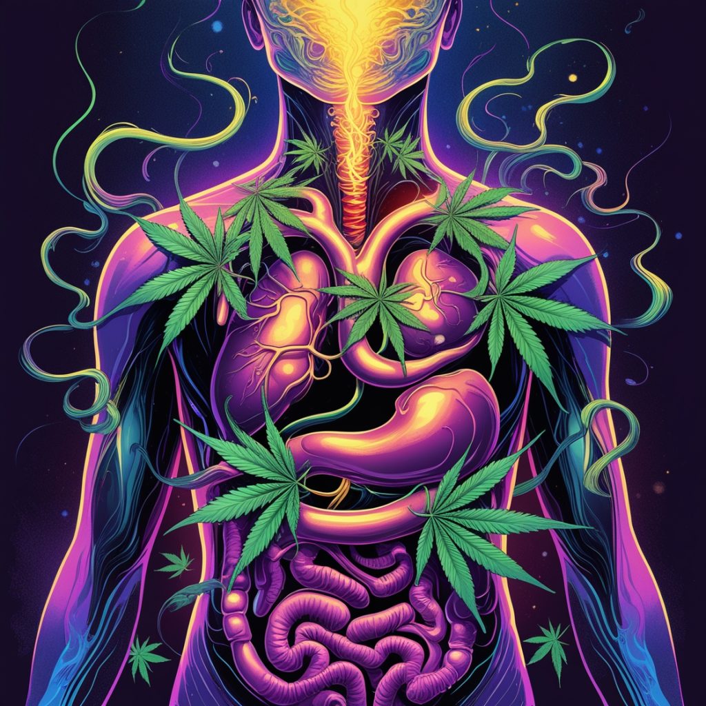 distillate direct a colorful artwork of a person with a body and leaves