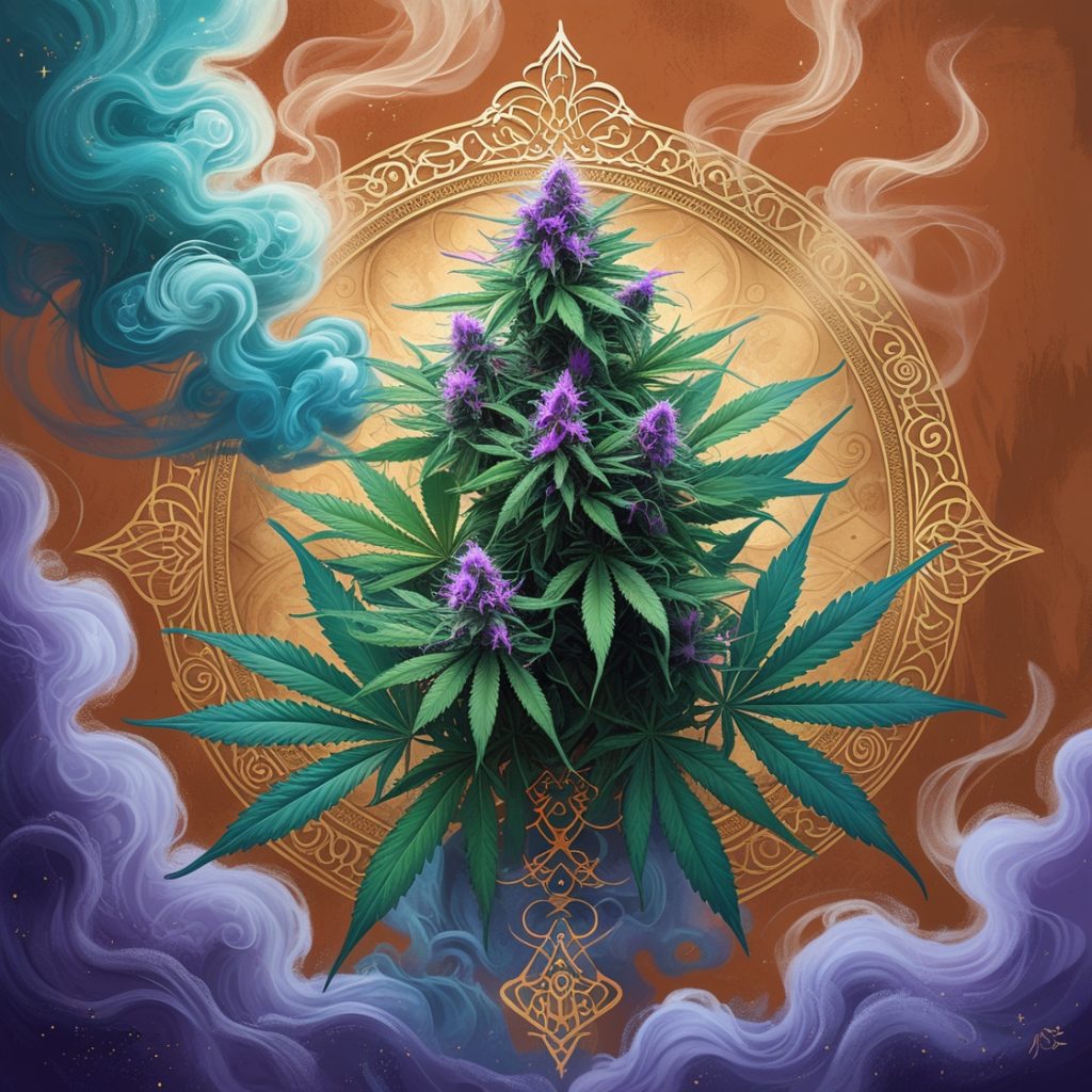 ganja express a marijuana plant with purple flowers